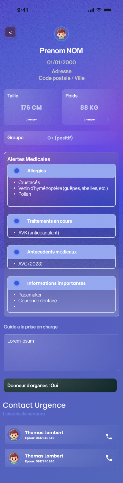 Application Scanity &mdash; fiche sant&eacute;